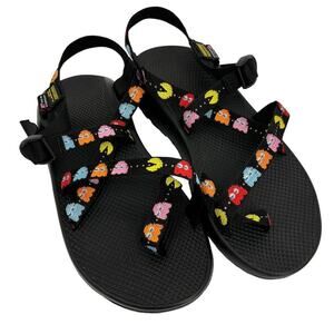 Chaco Z Men's Toe Loop Sandals Pac-Man Scaredy Ghost Black Size 12
